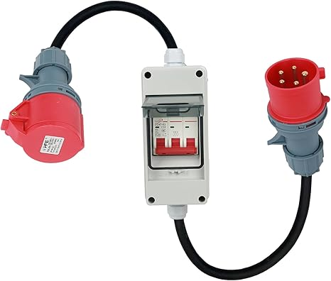 Prelungitor trifazic 63A MENAYODA – Siguranță și durabilitate 1 Prelungitor trifazic cordon adaptor 63A 400V la 32A 400V intrerupator CEE MENAYODA , cupla curent ridicat cu întrerupător de circuit 32A - IP44,