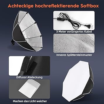 Umbrela softbox 50cm FGen – lumină uniformă în studio foto 1 Umbrela softbox 50cm umbrela profesional pentru fotografii studio
