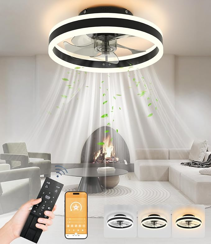Lustra inteligentă cu ventilator și telecomandă Tuya – confort controlat 1 Lustra inteligenta living cu ventilator si telecomanda Tuya App ventilator de tavan LED cu iluminare, 3 temperaturi de culoare și 6 viteze, ventilator de tavan cu lampă, telecomandă, ventilator silențios cu lumină de tavan reglabilă