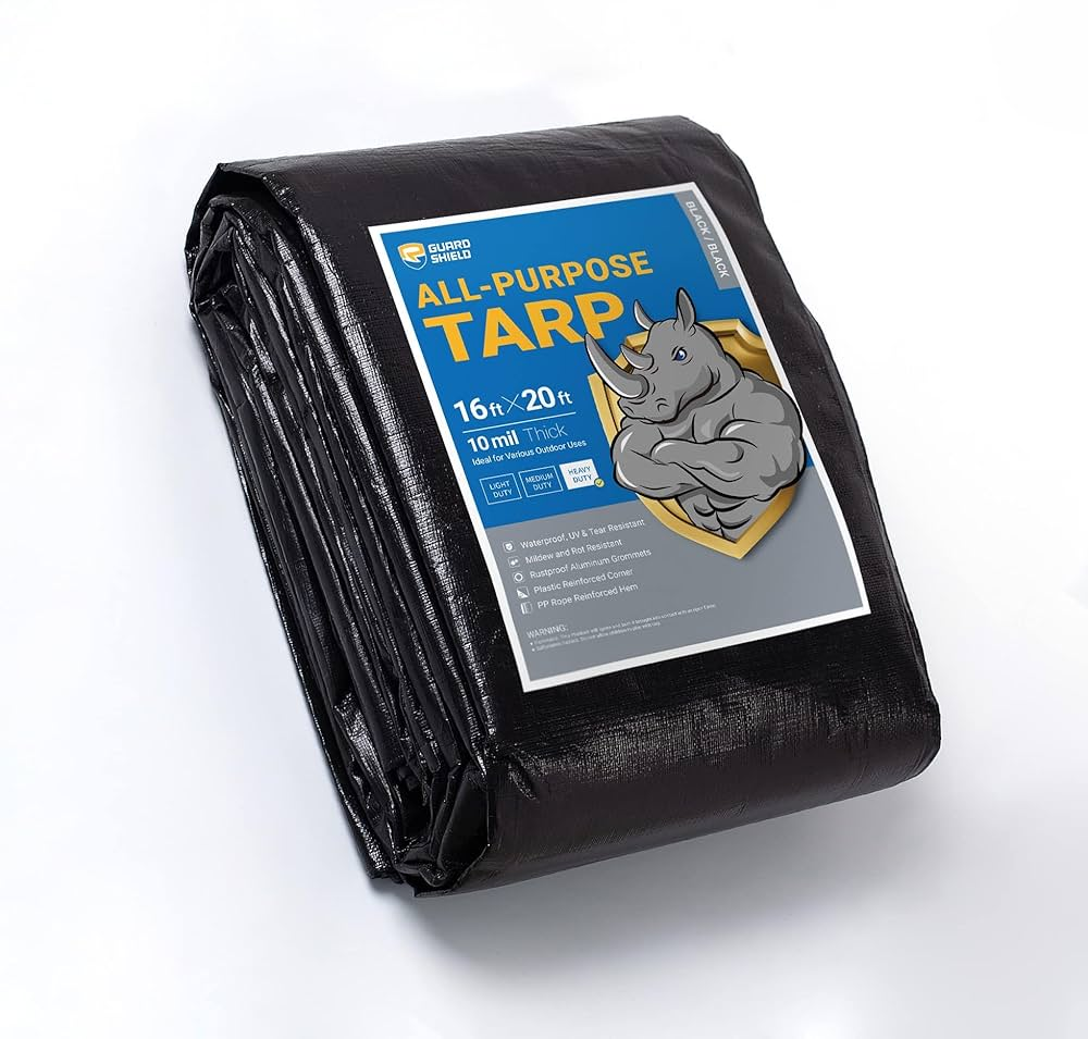 Prelată impermeabilă neagră GUARD SHIELD – protecție rapidă și practică 1 Licitatie Palet Prelate Impermeabile 4x4m engros