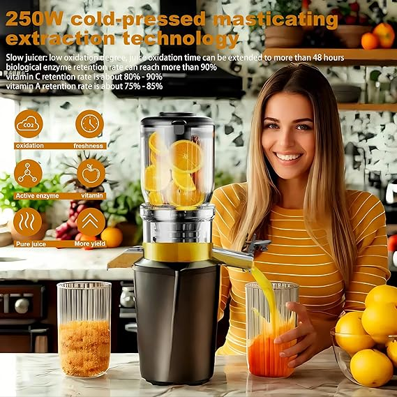 Storcator cu melc pentru fructe Fyenkfar aparat de suc presare la rece pentru băuturi sănătoase, care păstrează nutrienții, susține o dietă diversă și este sigur și inofensiv, potrivit pentru cei care iubesc sănătatea (gri-argintiu) Storcator cu melc pentru fructe Fyenkfar aparat de suc presare la rece pentru băuturi sănătoase, care păstrează nutrienții, susține o dietă diversă și este sigur și inofensiv, potrivit pentru cei care iubesc sănătatea (gri-argintiu)