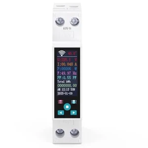 Contor de energie WiFi 50A releu monofazat LCD comutator TONGOU contor inteligent pe șină DIN, exportare date de alimentare, compatibil cu comutator inteligent și Alexa/Google Home, (6A, 16A, 32A, 40A, 50A configurare în aplicație), Casă inteligentă