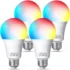 Bec inteligent Alexa Fitop E27, lampă LED WLAN compatibilă cu Alexa/Google Home, 9 W, intensitate reglabilă, alb cald/alb rece și bec multicolor, control prin aplicație, nu necesită hub, pachet de 4 [Clasa energetică F]
