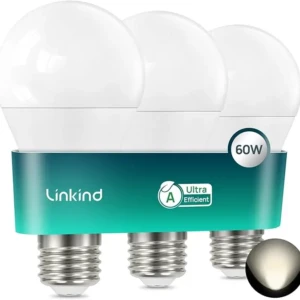 Becuri LED ultra-eficiente clasa A, 3,8 W (echivalent 60 W), alb neutru 4000 K, bec LED cu șurub Edison 806 lm, nedimabil, pachet de 3 [Clasa energetică A]