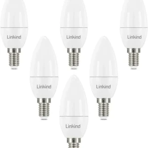 Bec LED Linkind E14 cu filet, 7W, lumină naturală, becuri mici cu filet Edison, echivalent 60W, 840 lumeni, 5000K, becuri C35/B35 SES, fără reglare intensității luminoase, pachet de 6