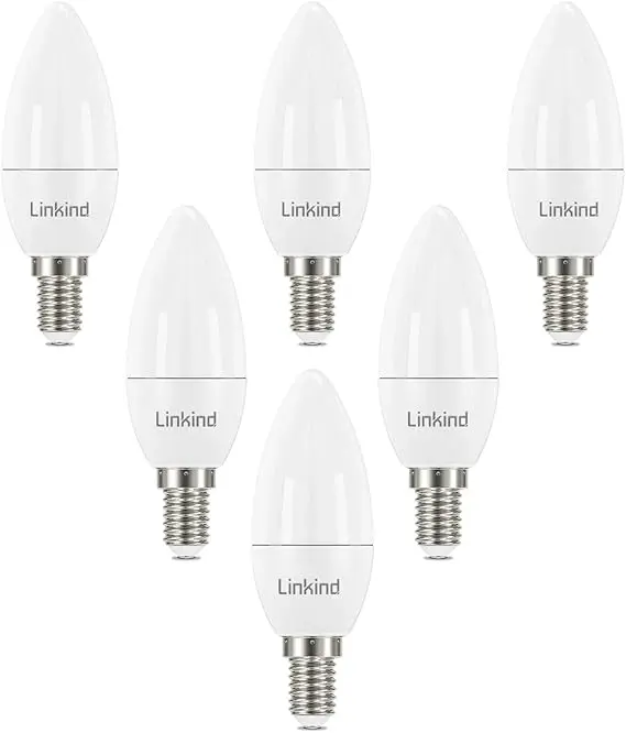 Bec LED E14 Linkind 7,2W – lumină caldă și eficiență zilnică 1 Bec LED Linkind E14 cu filet, 7W, lumină naturală, becuri mici cu filet Edison, echivalent 60W, 840 lumeni, 5000K, becuri C35/B35 SES, fără reglare intensității luminoase, pachet de 6