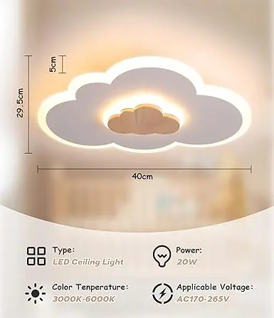 Plafonieră led copii 40cm cu lumină reglabilă – confort vizual 1 Plafoniera led in forma de norisor 40cm,20w pentru camera copilului