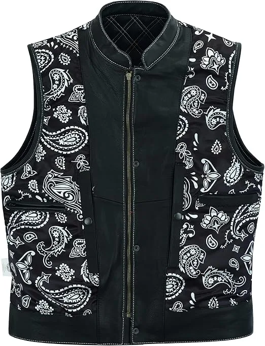 Vestă bărbătească denim gros Leatherick piele naturala motociclist Vestă bărbătească denim gros Leatherick piele naturala motociclist