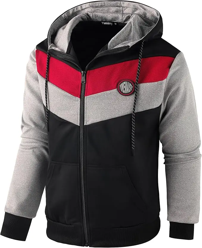 Hanorac slim fit Ywenaisy – Stil urban și confort sporit 1 Hanorac cu glugă pentru bărbați cu fermoar croiala slim jachetă Ywenaisy , croială slim, ușor de vară, hanorac negru cu fermoar pentru bărbați, hanorac streetwear pentru bărbați, hanorac sport pentru bărbați, hanorac din poliester cu fermoar pentru bărbați