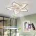 Lustra cu petale plafoniera led 50w conectare Tuya Telecomanda Ventilator de tavan silențios MiiR LED cu iluminare, lumină de tavan pentru dormitor de 50W, cu telecomandă și lampă reglabilă prin aplicație cu ventilator, abajur acrilic în formă de floare cu 5 lumini, lămpi pentru living și bucătărie, 69 cm