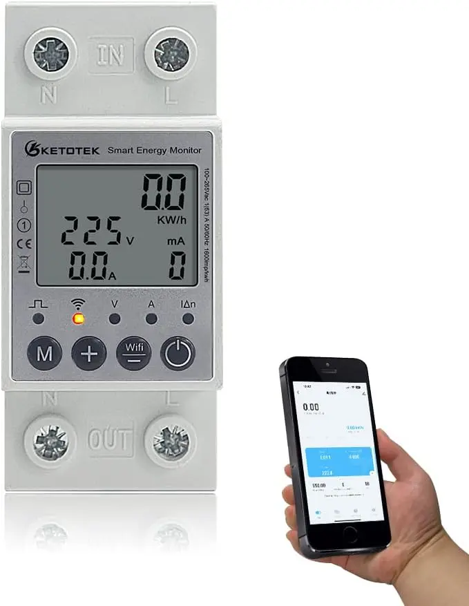 Contor energie inteligent WiFi 63A KETOTEK – Monitorizare eficientă 1 Contor inteligent de energie