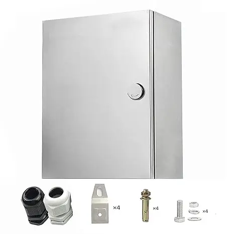 Tablou electric inox rezistent 25x20x12 – Protecție exterioară sigură 1 Tablou electric 25x20x12 otel inoxidabil cutie distributie exterior cutie de distributie impermeabil din oțel inoxidabil, cutie de întrerupător pentru interior/exterior, montată pe perete, cu încuietoare,Argintiu