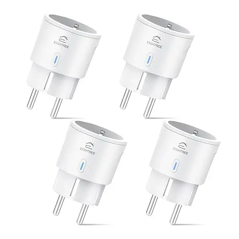 Priza inteligentă Opttree cu control vocal și monitorizare consum 1 Priza inteligenta WIFI Priză Alexa, pachet de 4, priză inteligentă WiFi EIGHTREE cu monitorizare a energiei