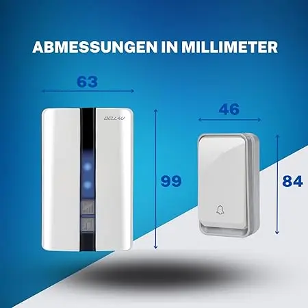 Sonerie wireless Bell4U exterior fără baterii, rezistentă IP65 1 Sonerie electronică Bell4U wireless pentru exterior, impermeabilă, cu trei receptori, IP65, impermeabilă, 100 de metri, 51 de melodii, LED albastru pe 4 niveluri, nu necesită baterii, alb
