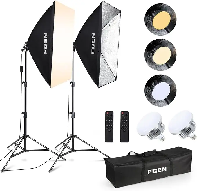 Softbox studio foto FGen 85W cu suport reglabil 2m 1 Set softbox studio foto FGen 85 W 2 x 50 x 70 cm reglabil de 2 m