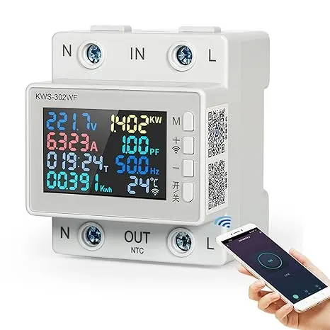 Contor inteligent WiFi Ailao – Monitorizare precisă consum electric 1 Contor inteligent WIFI Tuya 170-300V/63A /Tensiune/Curent/Frecvență/