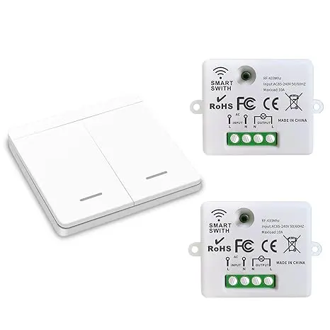 Întrerupător lumină wifi pentru panou T86 – control wireless ușor 1 Intrerupator lumina wifi inteligent,Telecomandă DieseRC pentru iluminat wireless, întrerupător de siguranță, transmițător RF pentru panou de perete tip 86 și receptor controler pentru relee de 10A, fără cablare, întrerupător pornit/oprit ușor de instalat