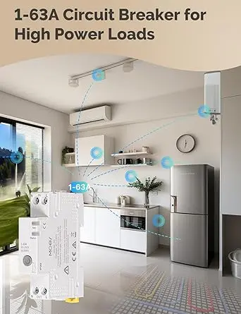 Siguranta inteligenta WiFi Releu inteligent MOES, întrerupător de circuit, pe șină DIN - V0 ignifug, monitorizare energie, telecomandă/ Siguranta inteligenta WiFi Releu inteligent MOES, întrerupător de circuit, pe șină DIN - V0 ignifug, monitorizare energie, telecomandă/