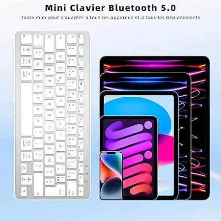713wHy9+5CL._AC_SY450_ Mini Tastatura Bluetooth AZERTY French reîncărcabilă compatibilă Windows