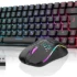 Tastatura și mouse de gaming wireless,layout QWERTZ GE,iluminat RGB,75% tastatură compactă reîncărcabilă TKL cu 85 de taste, mouse ultraușor 7200DPI cu construcție tip fagure pentru PC Mac PS5 Xbox Gamer
