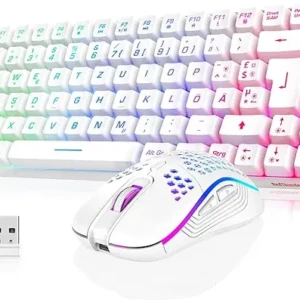 Tastatura și mouse de gaming wireless,layout QWERTZ GE,iluminat RGB,75%