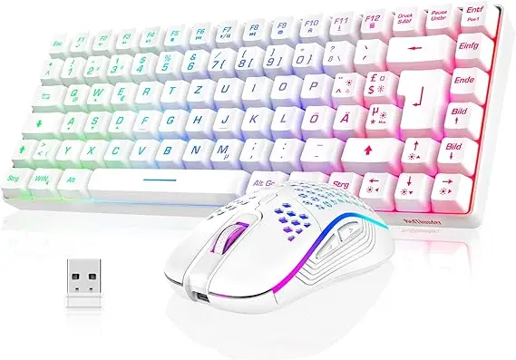 Tastatura gaming wireless compactă 75% cu iluminare RGB RedThunder 1 Tastatura și mouse de gaming wireless,layout QWERTZ GE,iluminat RGB,75%