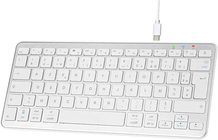 Mini tastatura Bluetooth AZERTY French Qulose – conectivitate eficientă 1 Mini Tastatura Bluetooth AZERTY French reîncărcabilă compatibilă Windows