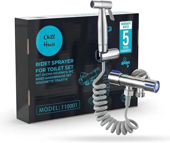 Bideu duș inox CHILL HOUSE – flexibil și compatibil universal 1 Bideu Dus de mană CHILL HOUSE pentru toaletă - Duș de mână Bideu baie cu jet de pulverizare Toaletă Germania și lavoar Duș cu furtun Po Duș Toaletă Oțel inoxidabil AISI 304, Compatibilitate universală