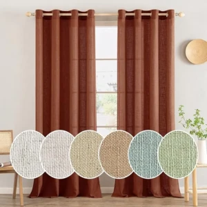 Perdele cu ochiuri,215 x 140cm,Perdea scurtă modernă cu aspect de in