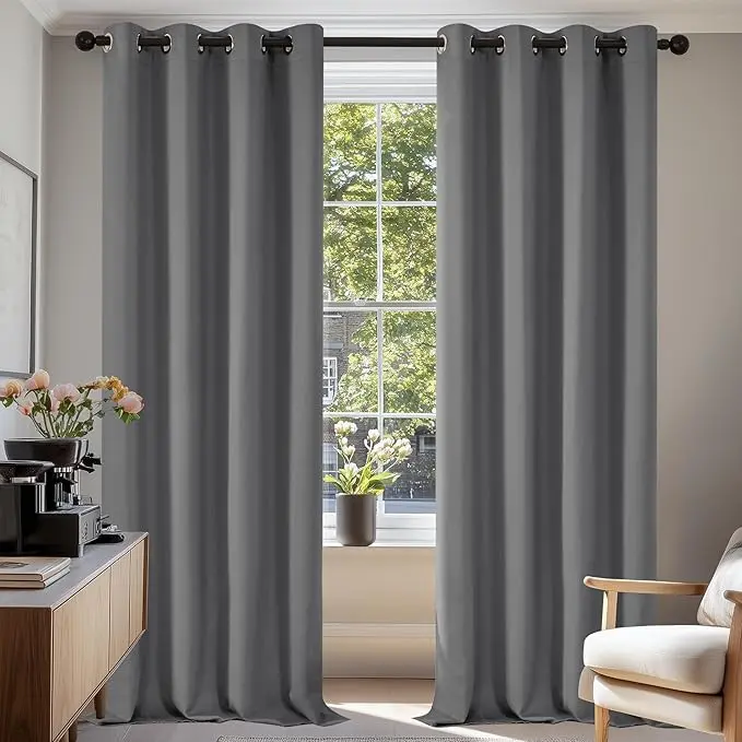 Perdele termice opace 140x245 cm Deconovo – Economie și confort 1 Perdele termice opace,perdele 140 x 245 cm,gri deschis, set de 2 perdele