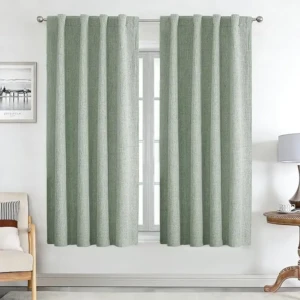 Perdele opace 100%,158x106,Joydeco Perdele 100% opace cu bucle, aspect de in ascuns, perdele opace cu tragere de tijă pentru perdea, perdea termică, in, protecție termică pentru sufragerie