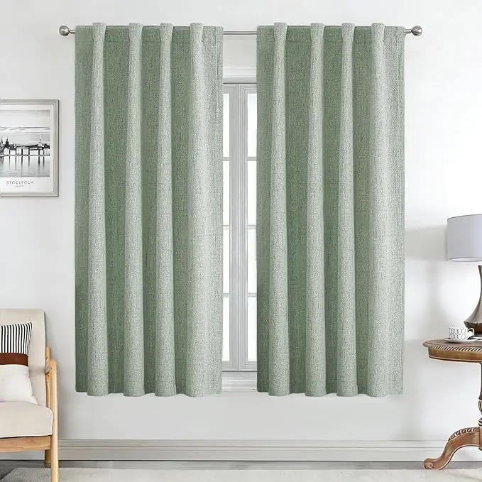 Perdele opace 100% Joydeco – Protecție termică eficientă 1 Perdele opace 100%,158x106,Joydeco Perdele 100% opace cu bucle, aspect de in ascuns, perdele opace cu tragere de tijă pentru perdea, perdea termică, in, protecție termică pentru sufragerie