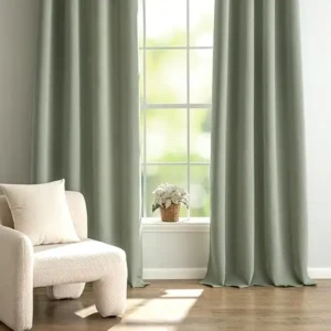 Perdele opace pentru living, verde salvie, 1 bucată, 140 x 215 cm, perdele moderne pentru dormitor, anti-lumină, izolante termic, perdele opace pentru ușă, cu inele,