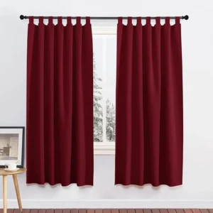 Perdele pentru camera copiilor și fetelor - Set de 2 perdele cu bucle, perdea termică roșie împotriva frigului și căldurii, perdele opace cu bucle, perdele scurte, Î 160 x L 140 cm