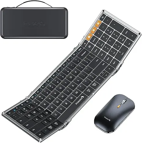 Tastatura mouse pliabil ProtoArc – Portabilitate și confort mobil 1 Tastatura și mouse pliabile ,ProtoArc ,wireless laptop iPad tableta negru