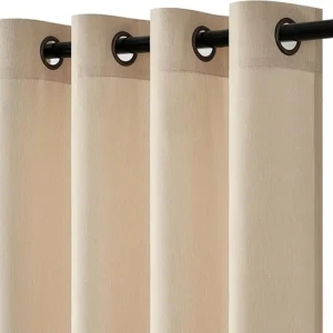 Draperii blackout ,2 perdele opace termice , 140 x 240 , cu inele , bej