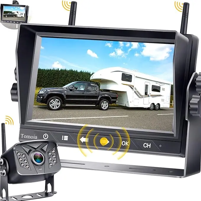 Camera marsarier wireless Tomoia cu monitor tactil 7” – Vizibilitate clară 1 Camera marsarier wireless , camera spate Monitor Touch 7'' rulote camioane