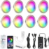 spoturi led rgb incastrate inteligente reglabil, cu aplicație,pentru dulap AIBOO 8 buc. becuri LED RGB cu schimbare de culoare pentru dulap, cu telecomandă, spot încastrat inteligent, reglabil, cu aplicație, iluminare ultra plată pentru afișaj [Clasa energetică E]
