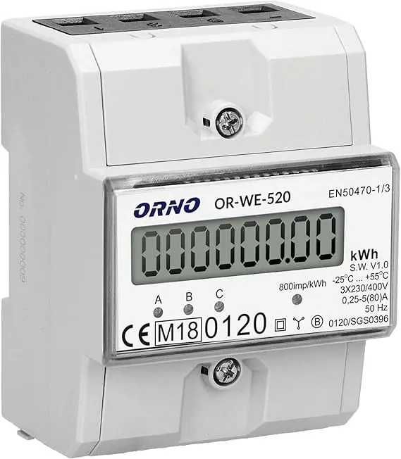 Contor electric trifazat Orno – precizie și monitorizare clară 1 Contor electric trifazat Orno – precizie și fiabilitate garantată