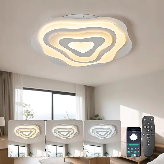 Plafonieră LED 48W cu telecomandă – Reglaj intensitate precis 1 plafoniera living tavan LED intensitate reglabilă 48w telecomandă, 50 cm,