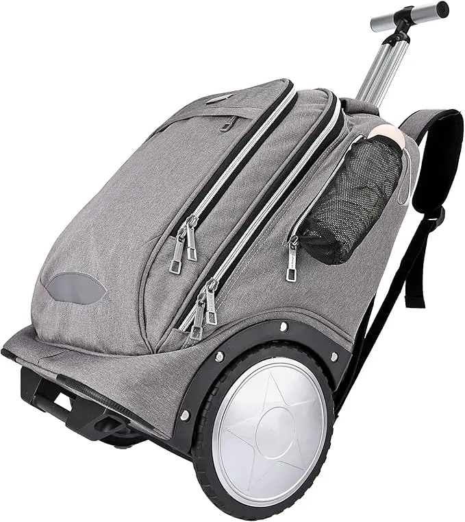 Rucsac cu roți Hivexagon – Mobilitate și organizare eficientă 1 Rucsac cu roți Hivexagon, rucsac cu roți de 7 inch - mâner telescopic întărit, compartiment pentru laptop, ideal pentru afaceri și călătorii, gri, geantă de troleibuz