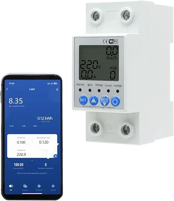 Contor electric inteligent WiFi 63A – Control și monitorizare eficientă 1 Contor inteligent WiFi pentru consum electric, contor 63A 220V