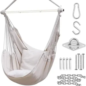 Scaun balansoar cu kit de accesorii: bej suspendate portabile Ohuhu XL b