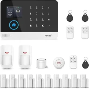 Lichidari de stoc produse ieftine,retururi si resigilate Amazon atent selectate si verificate!unChilipir este un magazin online de tip Outlet online cu reduceri si oferte 32 Sistem de alarmă wireless Wifi XNY 4G pentru casă cu aplicație, 21 de piese: 2 x Detectoare de mișcare pentru animale de companie, 10 x Senzori pentru uși și ferestre, Telecomenzi, Sirenă de alarmă