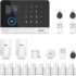 Sistem de alarmă wireless Wifi XNY 4G pentru casă cu aplicație, 21 de piese: 2 x Detectoare de mișcare pentru animale de companie, 10 x Senzori pentru uși și ferestre, Telecomenzi, Sirenă de alarmă