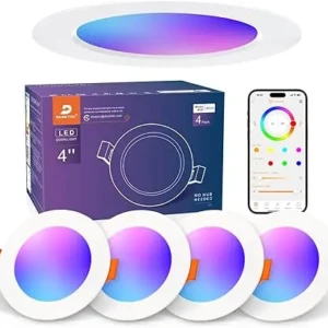 Spoturi inteligente pentru tavan cu aplicație și control vocal, Spoturi LED RGB colorate 2700K-6000K, 10W
