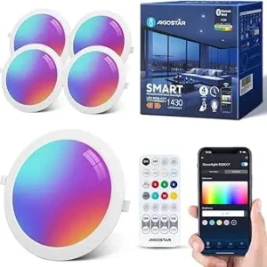 Spot încastrat, Spot LED inteligent de 15 W, Plasă Bluetooth, Spot luminos de tavan reglabil cu telecomandă,
