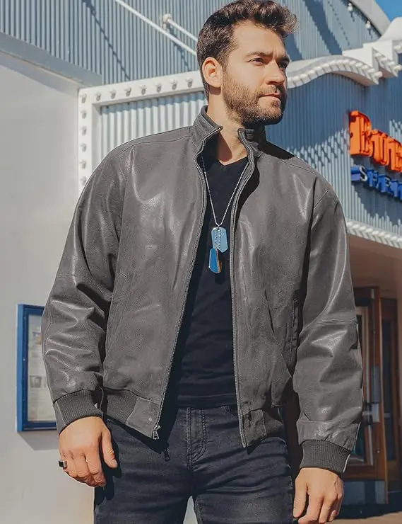 Geaca bomber piele naturală FLAVOR – durabilitate și confort pentru bărbați 1 geaca bomber casual FLAVOR pentru bărbați, din piele naturală, Marimea L/EU50