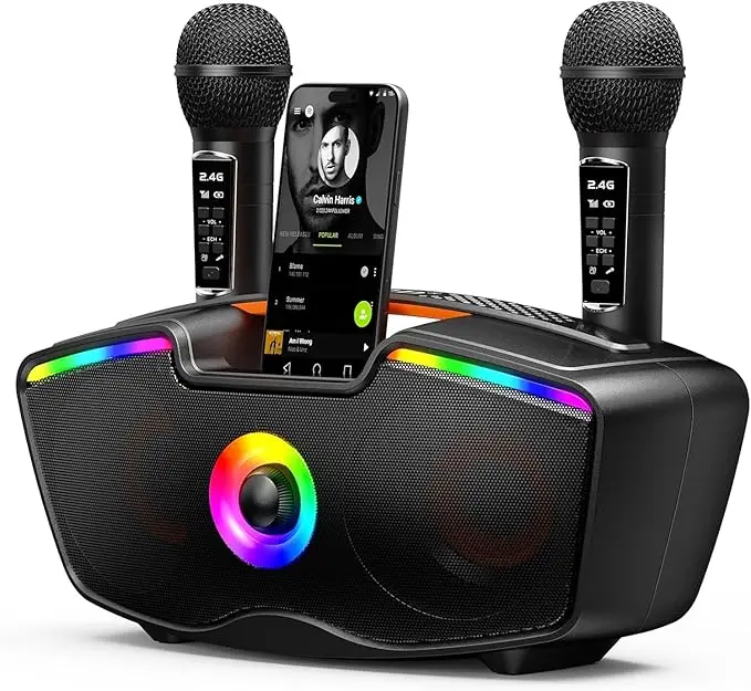 Boxă portabilă Bluetooth SORDA 80W cu 2 microfoane wireless 1 Boxa portabila Bluetooth cu 2 microfoare, 80W
