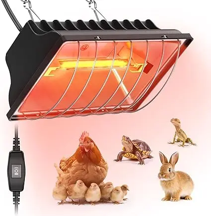 Lampă încălzire găini HEYOUTH cu întrerupător și lumină roșie 1 Lampă de încălzire HEYOUTH pentru găini, lumină roșie, cu întrerupător,